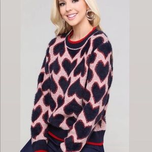 Fuzzy heart sweater